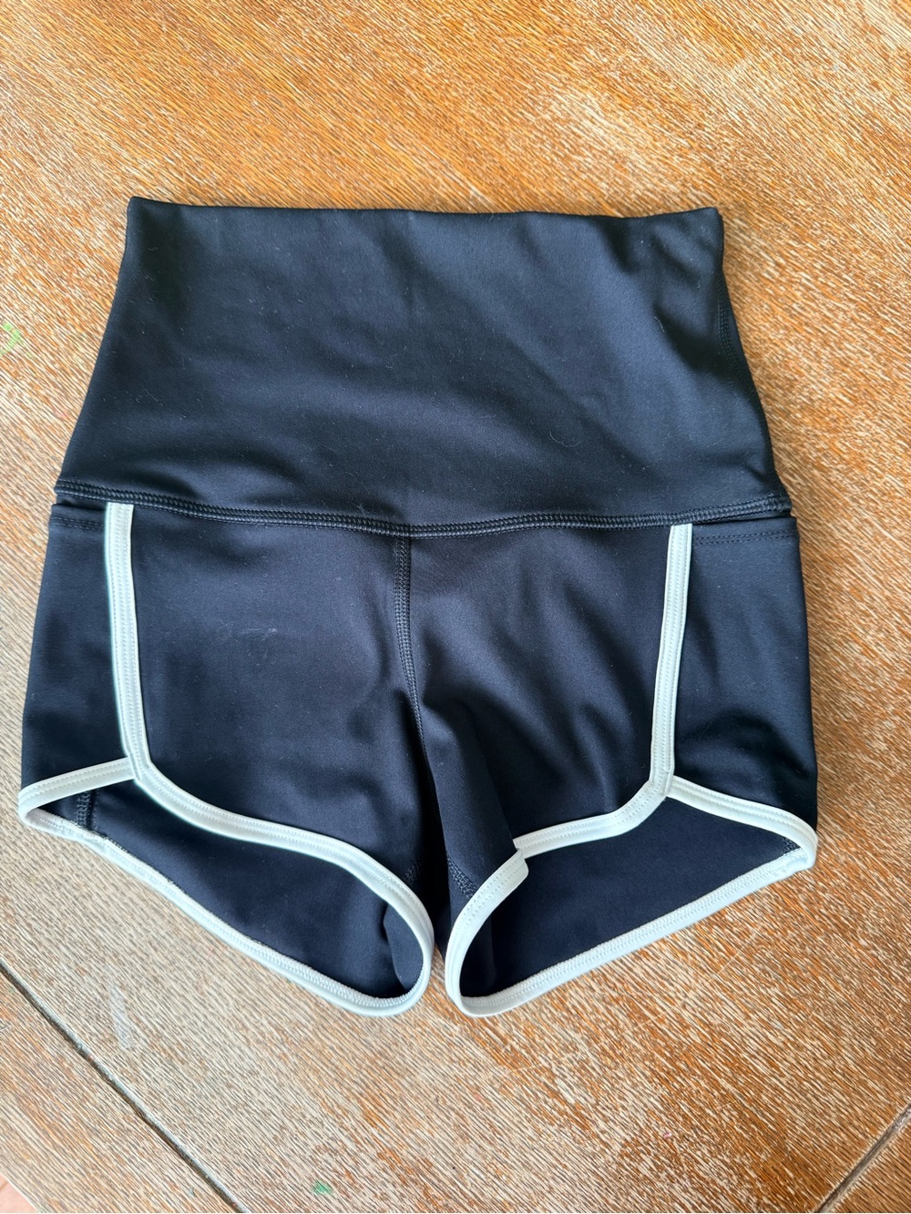 FP Movement by Free People Black Bike Shorts with Cream Trim